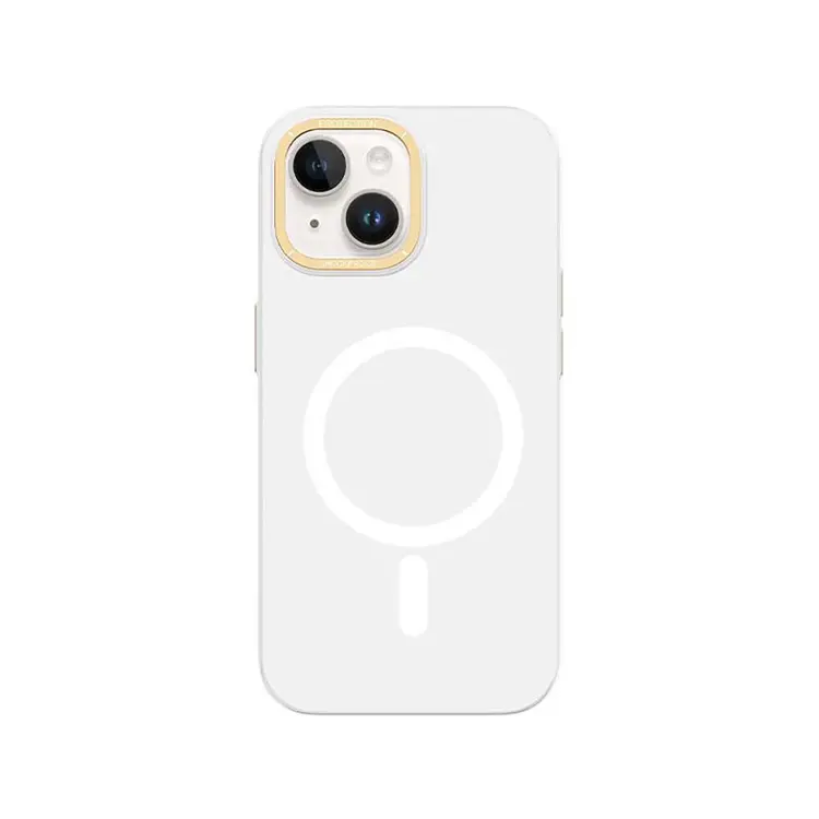 Apple iPhone 14 Plus Kılıf M-safe Şarj Özellikli Metal Kamera Çerçeveli Recci Glaze Serisi Kapak