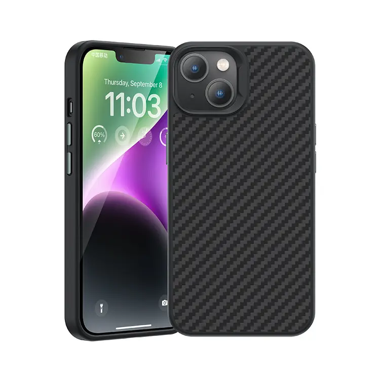 Apple iPhone 14 Plus Kılıf Karbon Fiber M-safe Şarj Özellikli Benks Hybrid ArmorPro 1500D Kevlar Kapak