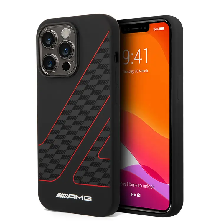 iPhone 14 Pro Liquid Silikon Damalı Bayrak Desenli Kılıf - AMG
