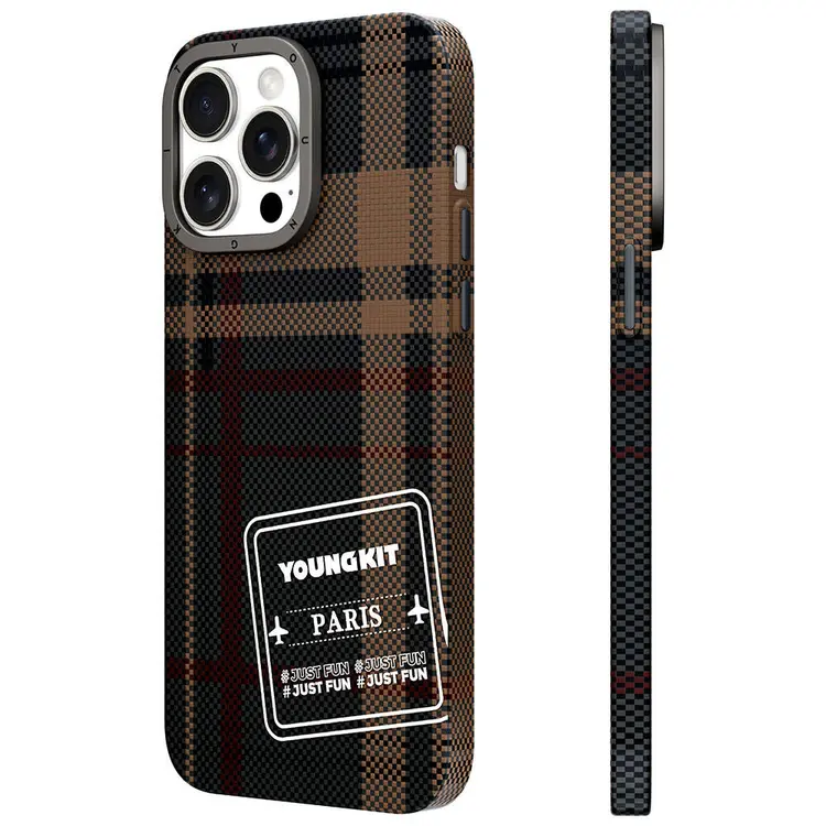 iPhone 14 Pro Ekose Desenli Kılıf - Youngkit Gezhi Serisi