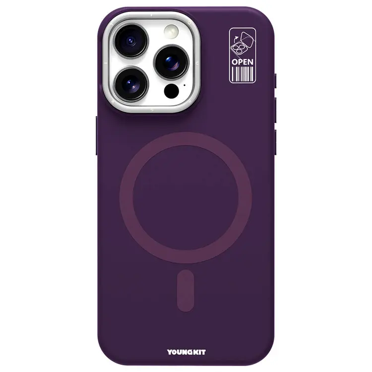 iPhone 14 Pro MagSafe Uyumlu Kamera Standlı Silikon Kılıf - Youngkit Bitty Cream