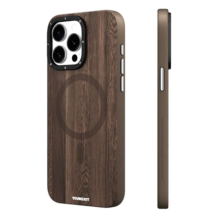 iPhone 14 Pro MagSafe Uyumlu Sararmaya Dayanıklı Kılıf - Youngkit Wood Forest