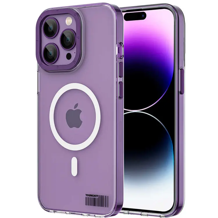 iPhone 14 Pro MagSafe Uyumlu Şeffaf Kılıf - Youngkit Coloured Glaze