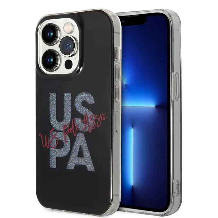 iPhone 14 Pro Simli Parlak Alfabe Tasarım Kılıf - U.S. Polo Assn.