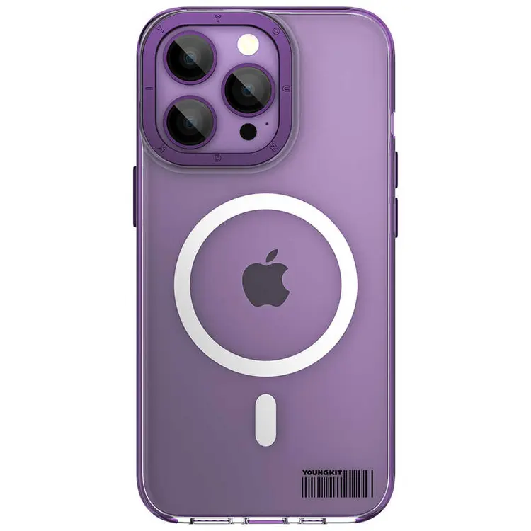 iPhone 14 Pro Max MagSafe Uyumlu Şeffaf Kılıf - Youngkit Coloured Glaze
