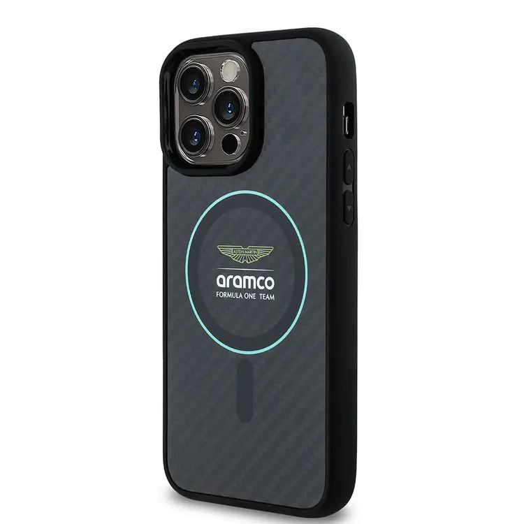 iPhone 14 Pro Max MagSafe Uyumlu Kılıf - Aston Martin Lisanslı Karbon Fiber Tasarım