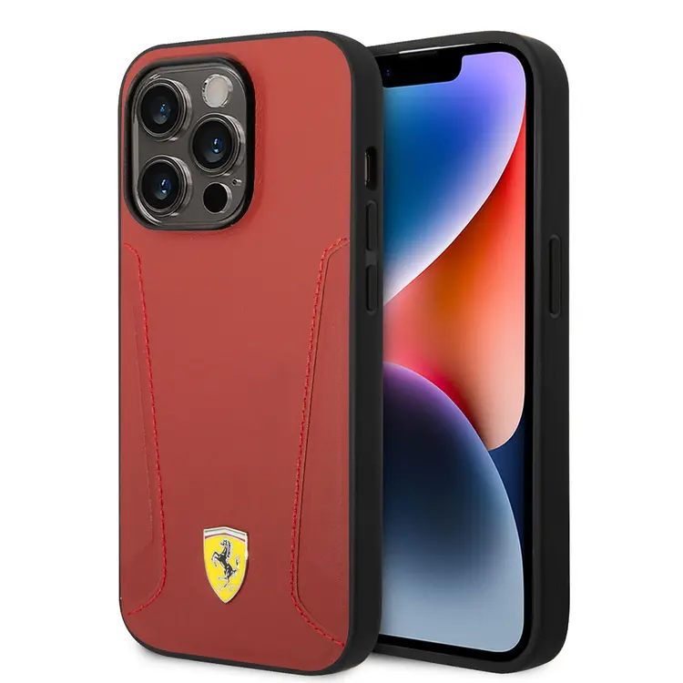 iPhone 14 Pro Max MagSafe Uyumlu Deri Kenarlı Kılıf - Ferrari