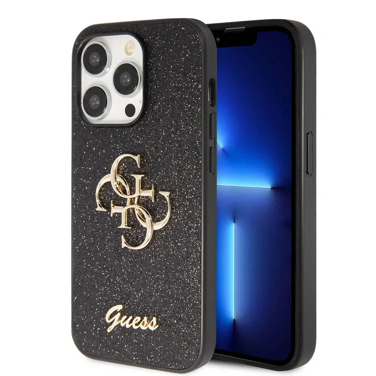 iPhone 14 Pro Max Kılıf, 4G Büyük Metal Logolu Glitter Kapak - Guess