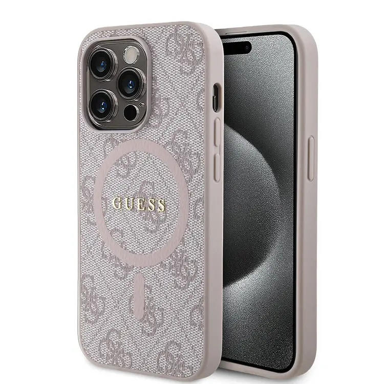 iPhone 14 Pro Max MagSafe Uyumlu Halkalı Kılıf - Guess 4G Logolu