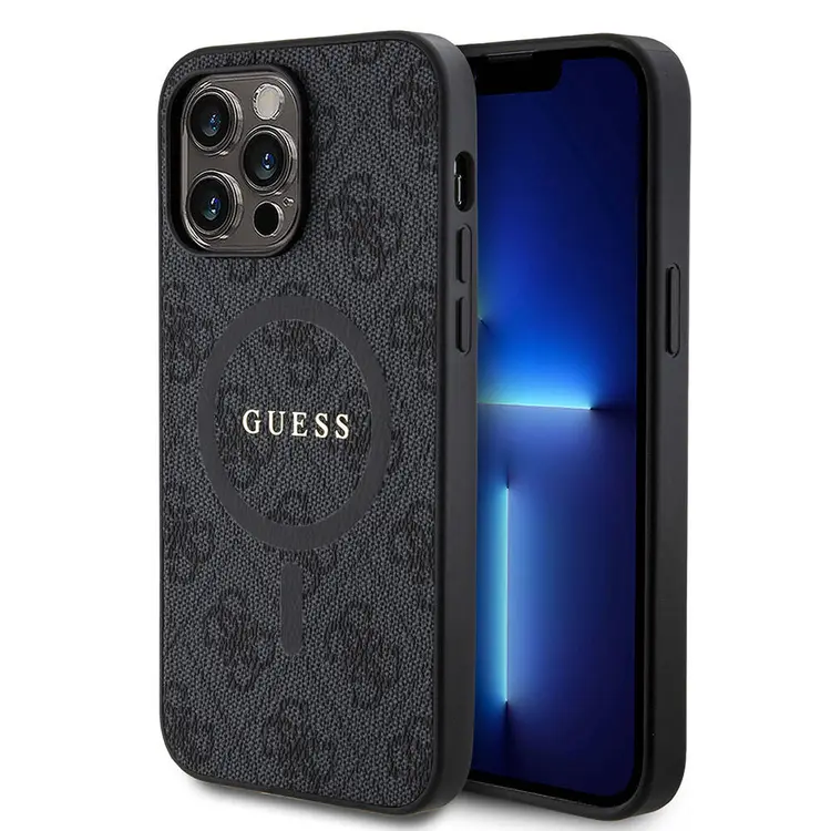 iPhone 14 Pro Max MagSafe Uyumlu Halkalı Kılıf - Guess 4G Logolu