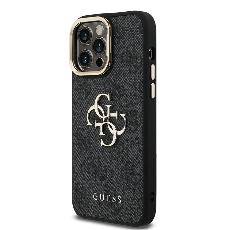 iPhone 14 Pro Max Kamera Standlı PU Deri Kılıf - Guess 4G Logolu