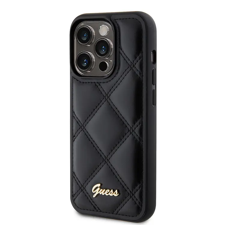 iPhone 14 Pro Max Kılıf, Lisanslı PU Deri Kapitone Kapak - Guess