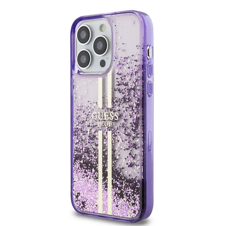 iPhone 14 Pro Max Transparan Sıvılı Simli Kılıf - Guess Lisanslı