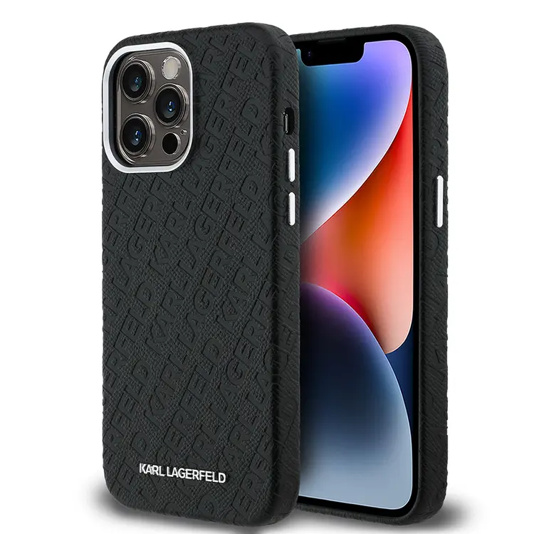 iPhone 14 Pro Max PU Deri Kılıf, Metal Logo Detaylı - Karl Lagerfeld