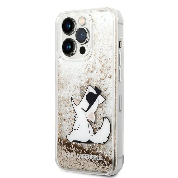 iPhone 14 Pro Max Sıvılı Simli Choupette Desenli Kılıf - Karl Lagerfeld