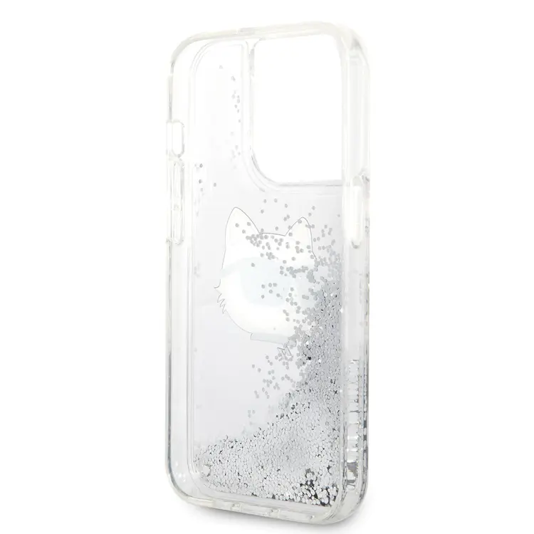 iPhone 14 Pro Max Sıvılı Simli Choupette Head Kılıf - Karl Lagerfeld