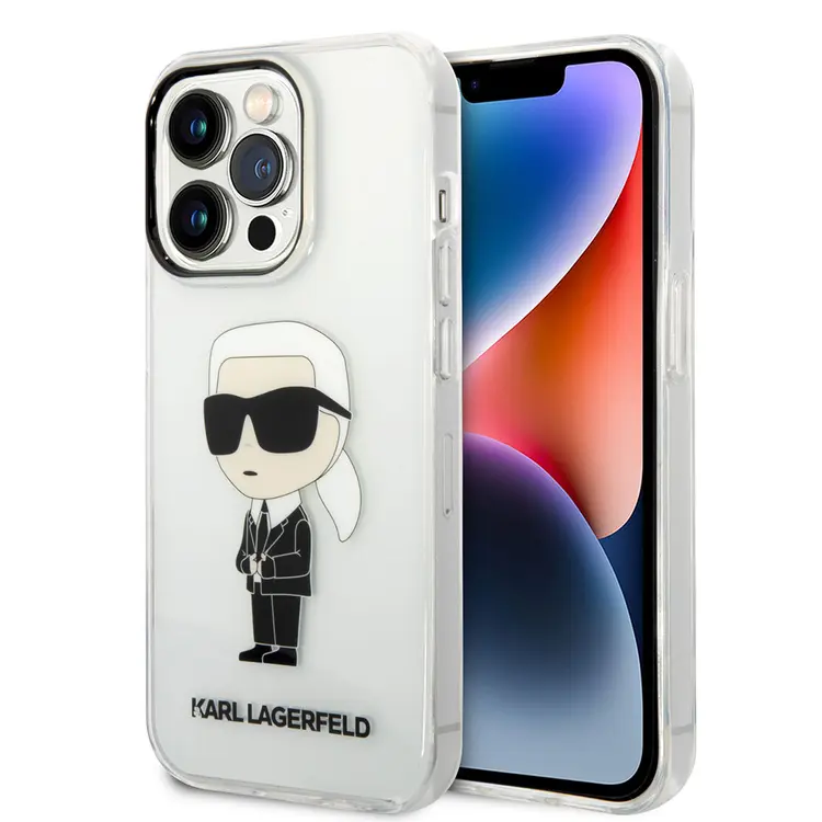 iPhone 14 Pro Max Şeffaf Kılıf - Karl Lagerfeld İkonik Karl Tasarım