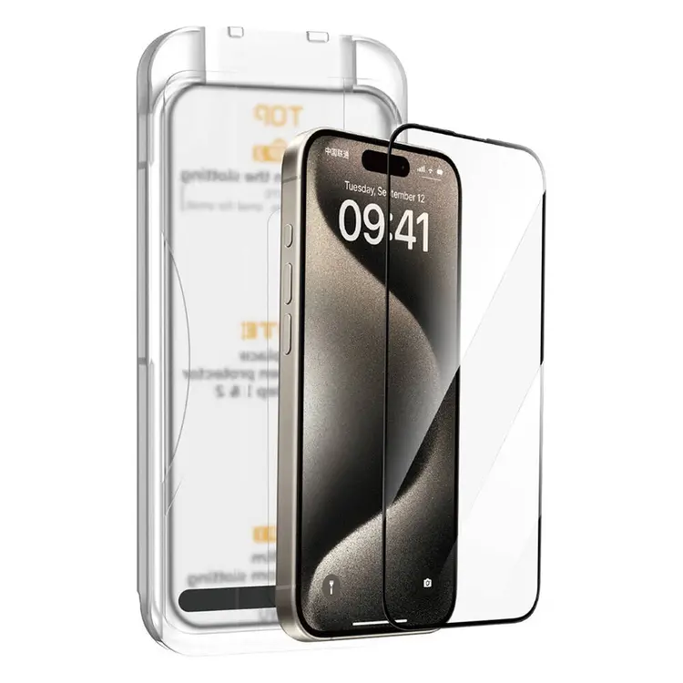 iPhone 15 Temperli Cam Ekran Koruyucu, Kolay Uygulama Aparatlı - Wiwu SQ-008