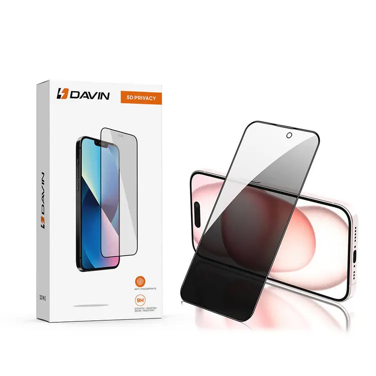 iPhone 15 Hayalet Cam Ekran Koruyucu - Davin 5D Privacy
