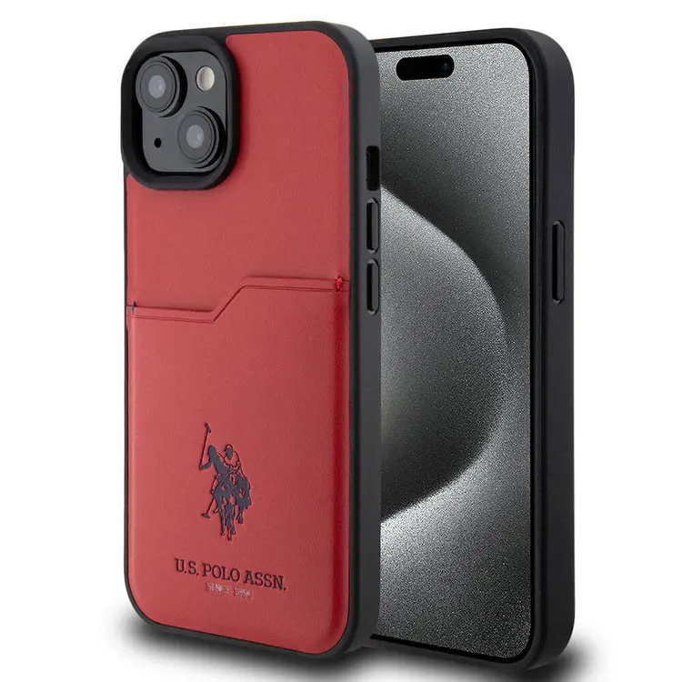 iPhone 15 Kartlıklı PU Kılıf - U.S. Polo Assn. Lisanslı Baskı Logolu