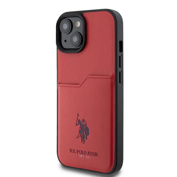 iPhone 15 Kartlıklı PU Kılıf - U.S. Polo Assn. Lisanslı Baskı Logolu