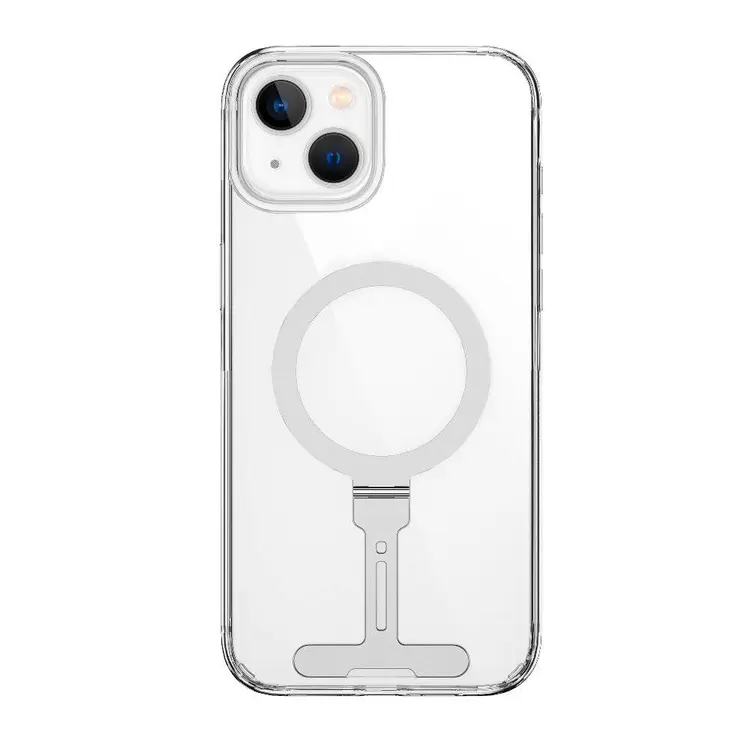iPhone 15 MagSafe Uyumlu Şeffaf Kılıf, Metal Standlı - Wiwu FYY-014