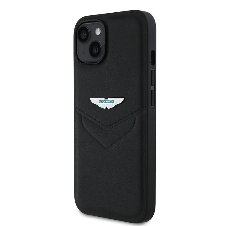 iPhone 15 Aston Martin Lisanslı PU Deri Metal Logolu Kılıf - Victory