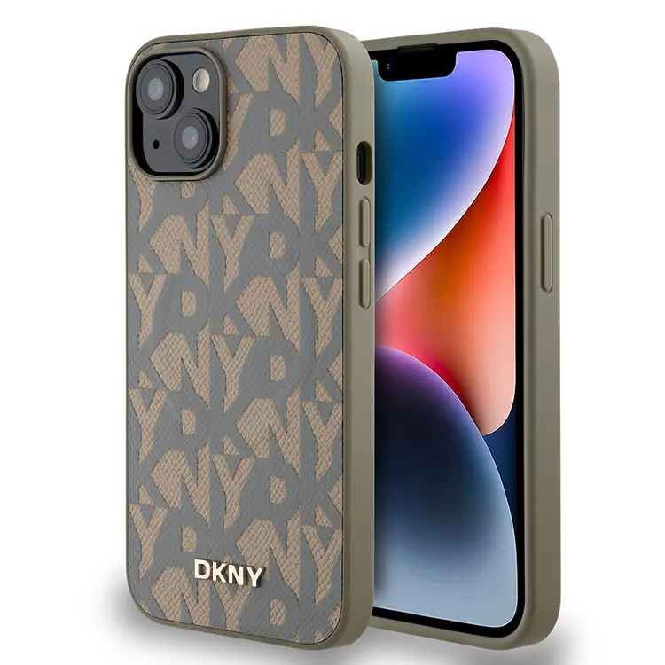 iPhone 15 MagSafe Uyumlu 3D Grid Desenli Kılıf - DKNY Lisanslı