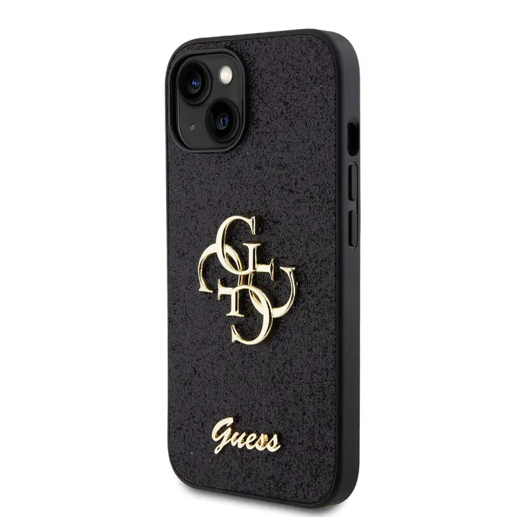 iPhone 15 Uyumlu Glitter Kılıf - Guess 4G Büyük Metal Logo