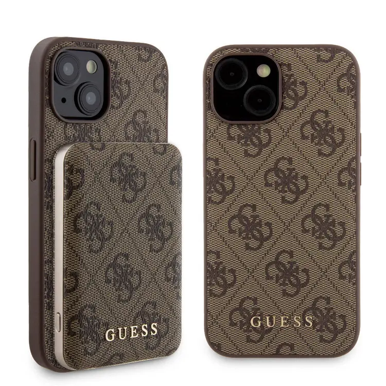 iPhone 15 MagSafe Uyumlu 4G Desenli Kılıf - Guess, Powerbank Hediyeli