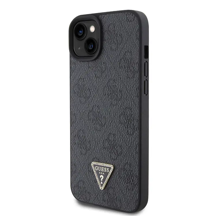 iPhone 15 Askılı Taşlı Kılıf - Guess Lisanslı PU Deri