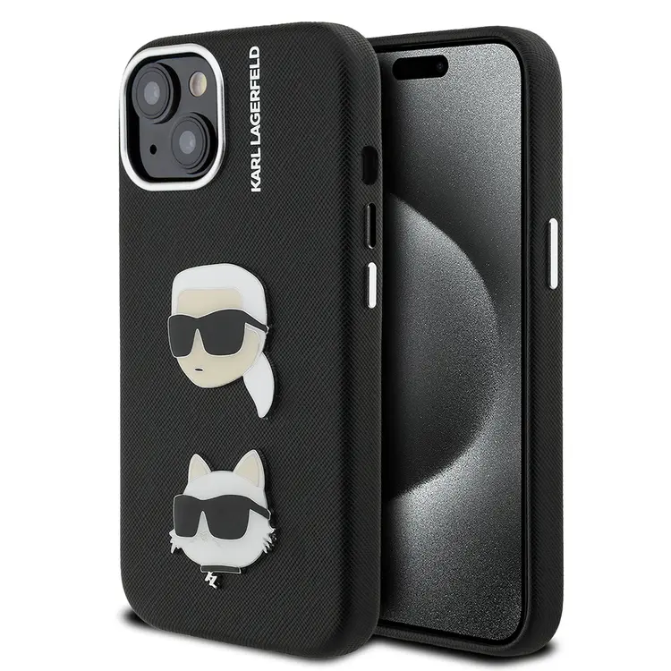 iPhone 15 Kılıf, Lisanslı K&C Heads Pin Tasarım - Karl Lagerfeld
