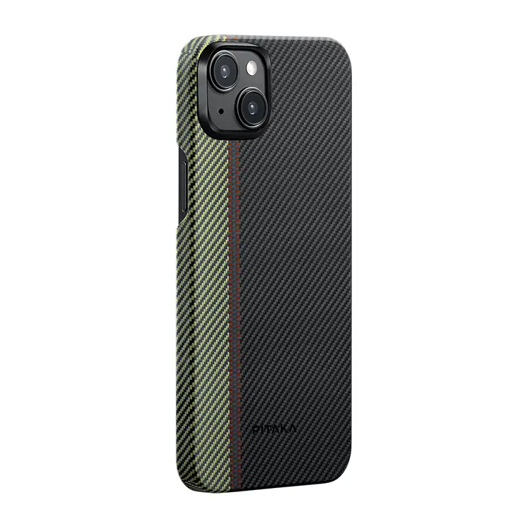 Apple iPhone 15 Plus Kılıf M-safe Şarj Özellikli 600D Aramid Karbon Fiber Pitaka Tactile Woven Orchestra Serisi Overture Kapak