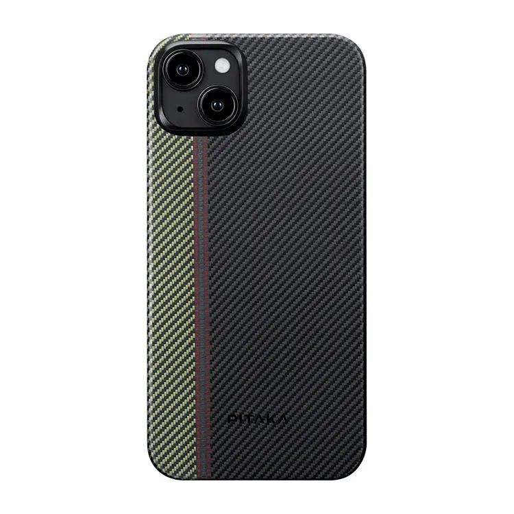 Apple iPhone 15 Plus Kılıf M-safe Şarj Özellikli 600D Aramid Karbon Fiber Pitaka Tactile Woven Orchestra Serisi Overture Kapak
