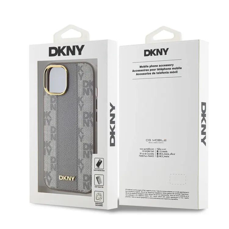 iPhone 15 Plus MagSafe Uyumlu Kılıf - DKNY Checkered Pattern