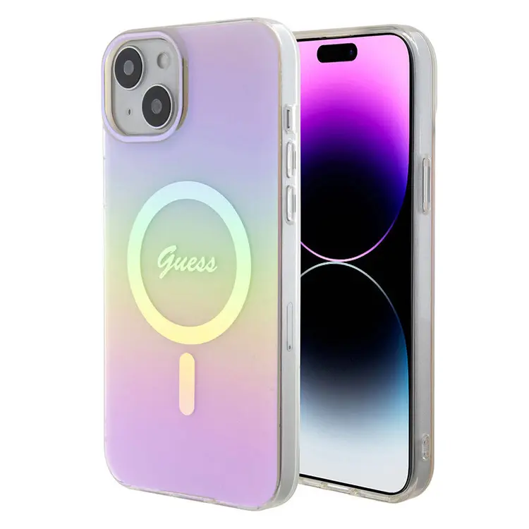 iPhone 15 Plus MagSafe Uyumlu Kılıf - Guess Iridescent Logolu