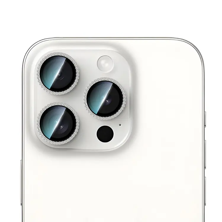 iPhone 15 Pro Taşlı Kamera Lens Koruyucu - CaseWorld Alloy Sparkling Diamond