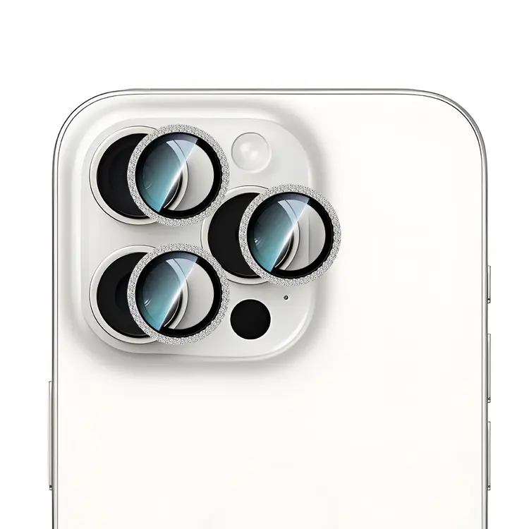 iPhone 15 Pro Taşlı Kamera Lens Koruyucu - CaseWorld Alloy Sparkling Diamond
