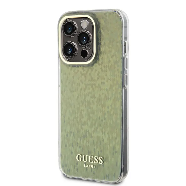 iPhone 15 Pro Guess Lisanslı Mirror Disco Yazı Logolu Kılıf