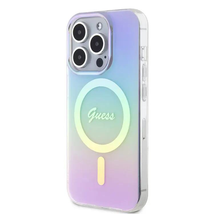 iPhone 15 Pro MagSafe Uyumlu Kılıf - Guess Iridescent Logolu