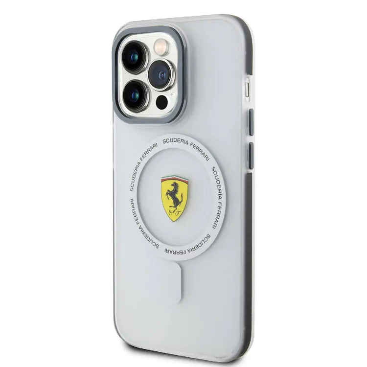 Apple iPhone 15 Pro Kılıf Ferrari Orjinal Lisanslı M-safe Şarj Özellikli Kontrast Bumper SF Ring Kapak