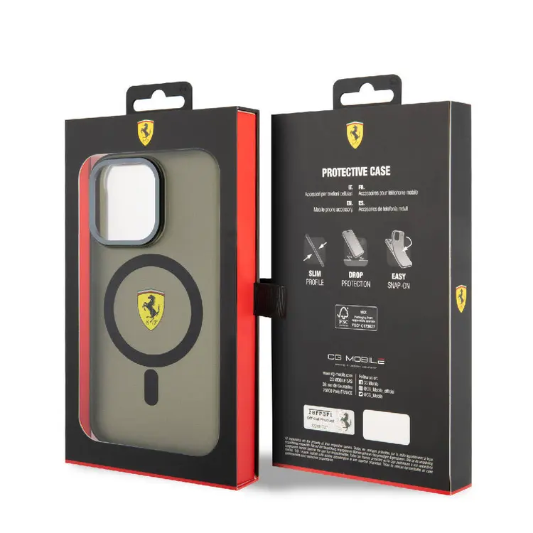 Apple iPhone 15 Pro Kılıf Ferrari Orjinal Lisanslı M-safe Şarj Özellikli Kontrast Bumper Kapak