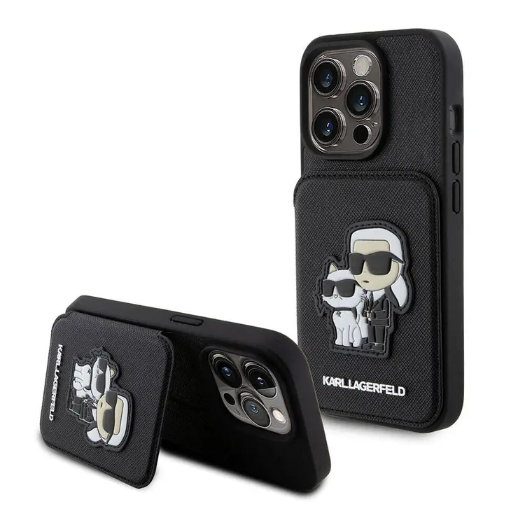 iPhone 15 Pro Standlı Kartlıklı Saffiano Kılıf - Karl Lagerfeld K&C