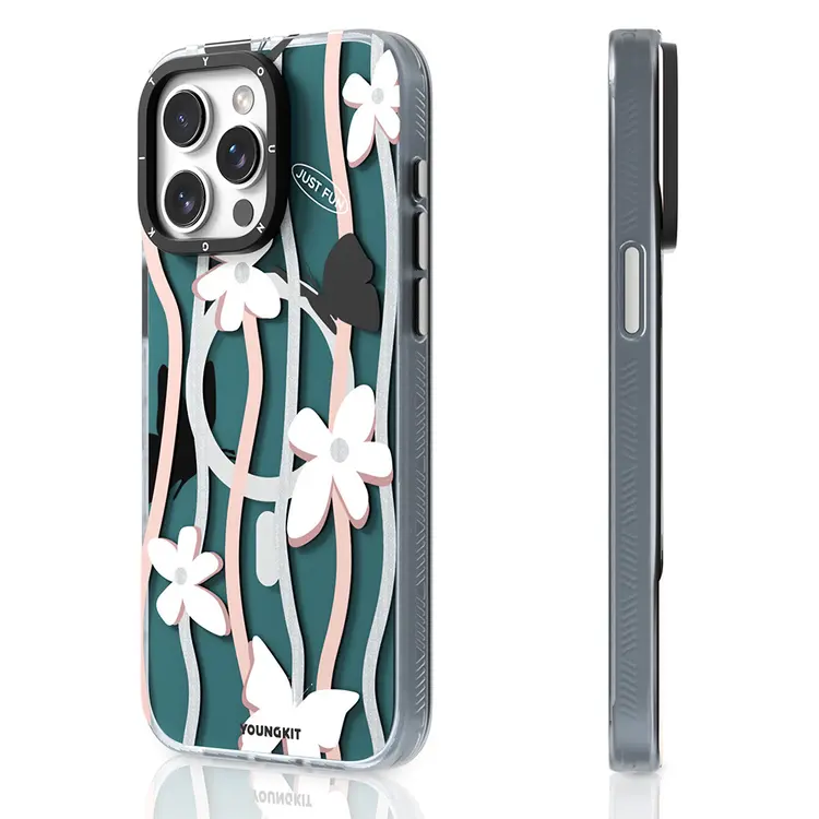 iPhone 15 Pro MagSafe Uyumlu Çift Katmanlı Kılıf - Youngkit Star&Butterfly