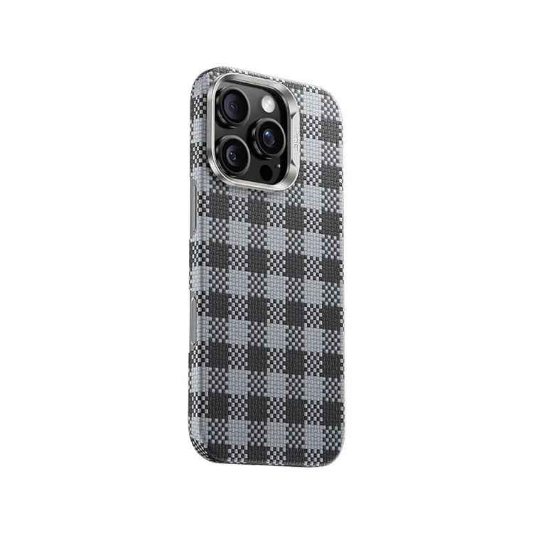 iPhone 15 Pro MagSafe Uyumlu Kevlar Kılıf, Ekose Desenli - Benks ArmorVichy