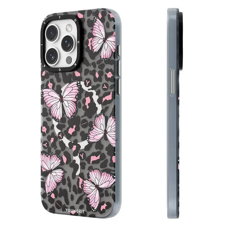 iPhone 15 Pro MagSafe Uyumlu Kelebek Desenli Kılıf - Youngkit Shadow Dance