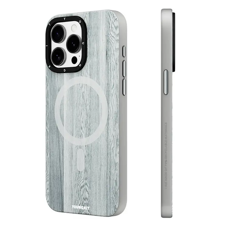 iPhone 15 Pro MagSafe Uyumlu Sararmaya Dayanıklı Kılıf - Youngkit Wood Forest