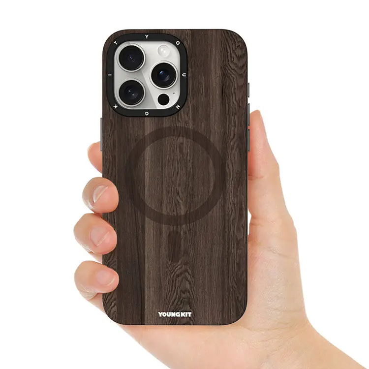 iPhone 15 Pro MagSafe Uyumlu Sararmaya Dayanıklı Kılıf - Youngkit Wood Forest