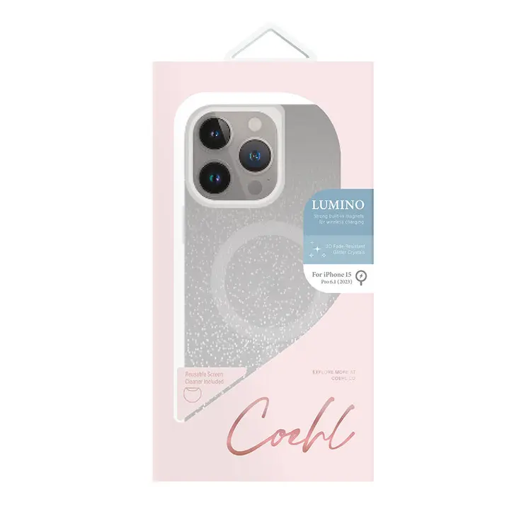 iPhone 15 Pro MagSafe Uyumlu Simli Arka Yüzey Kılıf - Coehl Lumino