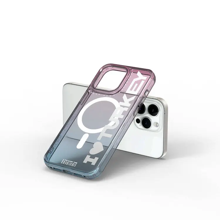 Apple iPhone 15 Pro Kılıf M-safe Şarj Özellikli Transparan Renk Geçişli Wiwu Turkey C Serisi Kapak